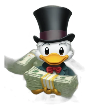 Scrooge McDuck holding lots of cash sticker