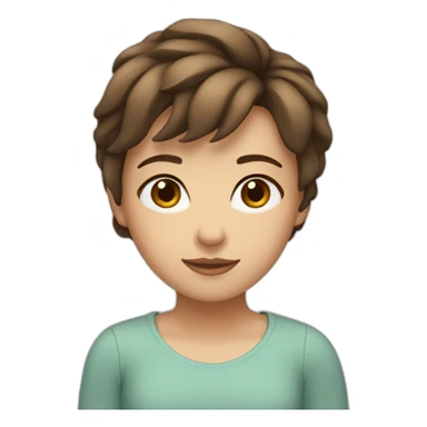 girl with short brown hair, square face and brown eyes sticker