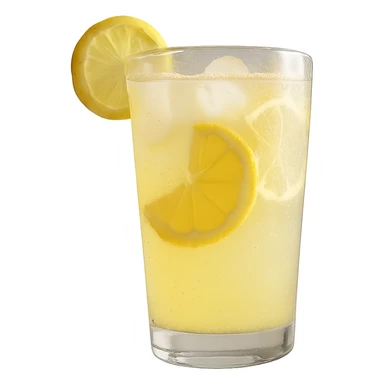 Remove the background, keep only the realistic glass of iced lemonade in photorealistic style with transparent background. sticker