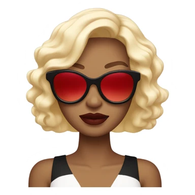 Woman with red skin from the sun blond hair and big black Chanel sunglasses  sticker