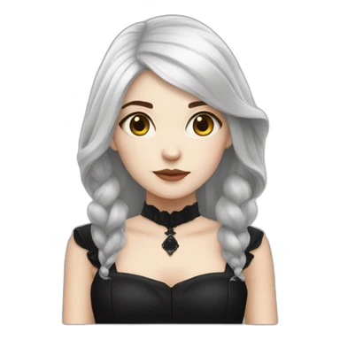 white hair girl with black gothic dress sticker