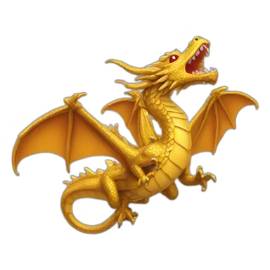 Flying Three headed gold dragon sticker
