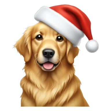 Golden retriever with santa hat sticker