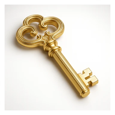 an elegant and detailed gold key, luxurious and refined, gold objects style sticker