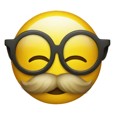 Yellow Smilie face with horn-rimmed glasses and a beard sticker