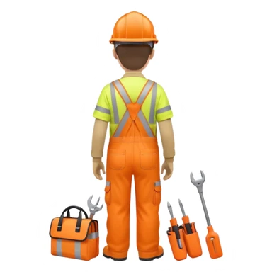 Engineer in orange hi-vis overalls facing away sticker