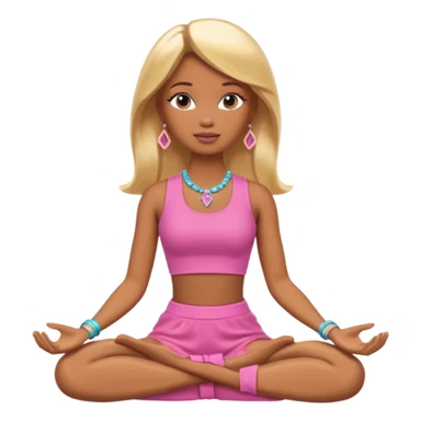 Brown skin blonde hair Barbie meditating  sticker