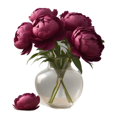 Burgundy peonies in clear vase sticker