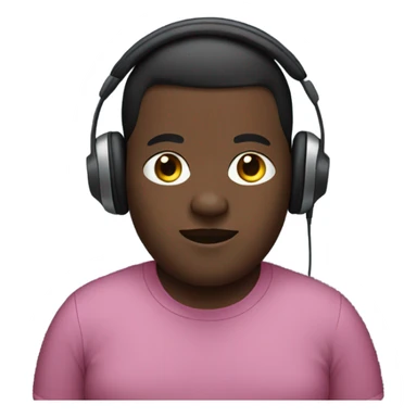 Dark skin short fat person wearing headphones  sticker