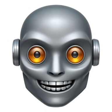 evil robot. Only its head. Very low details. Make it smile sticker