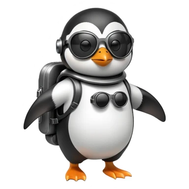 penguin with a jetpack and sunglasses sticker