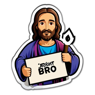 Jesus holds a sign that say RIGHT BRO sticker