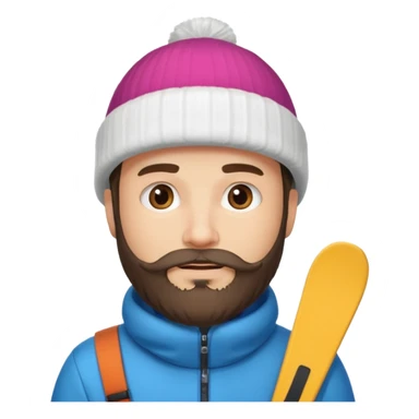 guy with beard, ski hat sticker