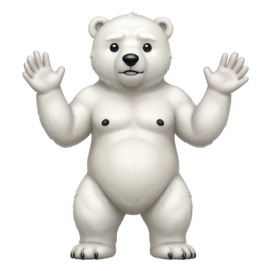 Make a humanoid polar bear shrugging sticker