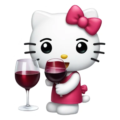 Hello Kitty drinking red wine sticker