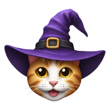 happy cat with witch hat sticker