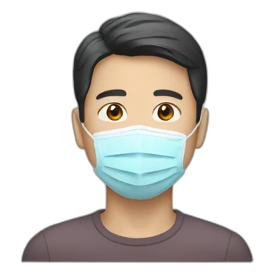 Asian Man with 3M Aura N95 Mask sticker
