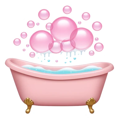 A light pink bathtub filled with light pink bubbles. Light pink bubbles rise upward above it. sticker