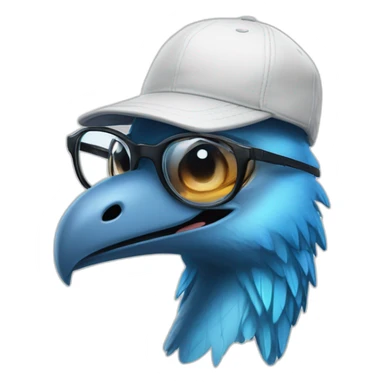 Crazy funny Cyberpunk Articuno head with beautiful smile wearing glasses and hat sticker