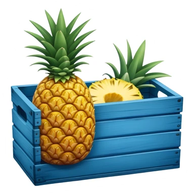 pineapple in a blue wooden container sticker