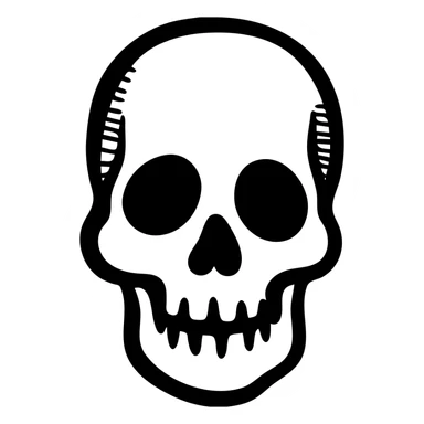 Human skull, sketchy style, front facing sticker