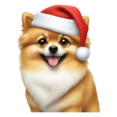 pomeranian with santa hat on sticker