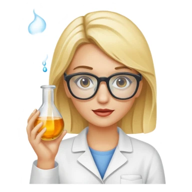 Eine hellblonde Chemikerin mit typischem Erlmeyerkolben in der Hand und Laborbrille auf sticker