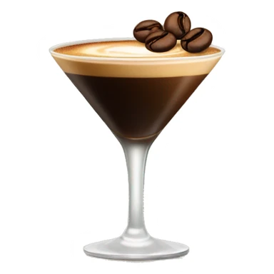 Espresso martini with three coffee beans on top as garnish sticker