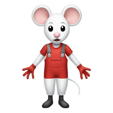 Mouse man in red overalls and white gloves with dual macuahitils sticker