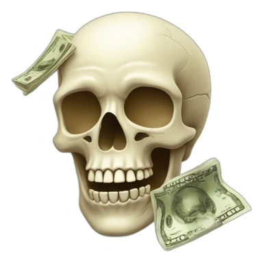 Skull with money  sticker