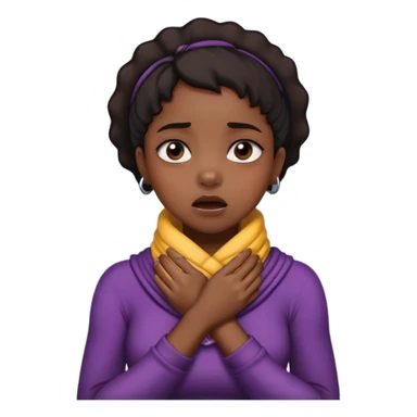 Black girl with her hands wrapped around her neck choking herself sticker