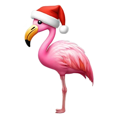 Flamingo with santa hat sticker