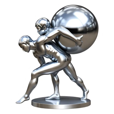 sorayama Sisyphus carrying big sphere on his back sculpture sticker