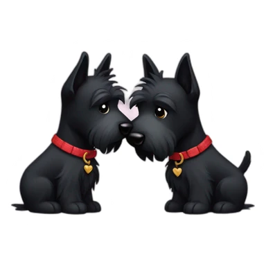 Two black Scottish terrier kissing sticker