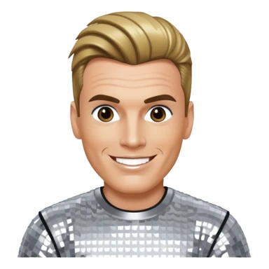 Vanilla Ice with dark blonde hair, silver sequin outfit sticker