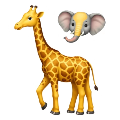 A giraffe with a elephant on top  sticker