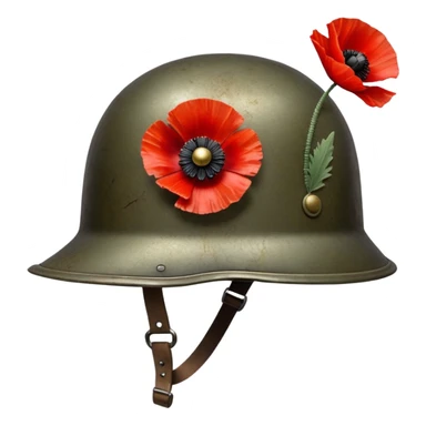 red poppy flower with soldier helmet sticker