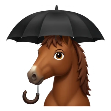 horse with black umbrella closeup view sticker
