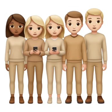 4 white girls and 2 white boys in beige clothes sticker