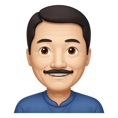 Older Chinese man with dark hair and full turn down mustache sticker