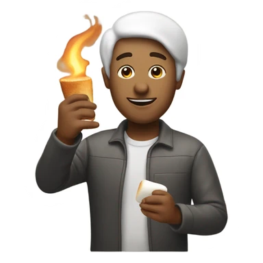 someone toasting a marshmallow sticker