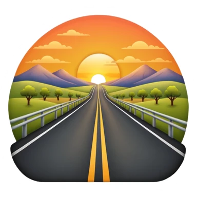 road with sunset sticker