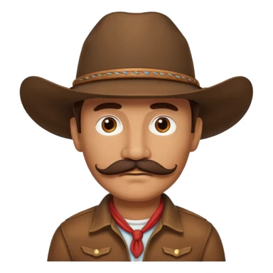 brown cowboy with mustache sticker