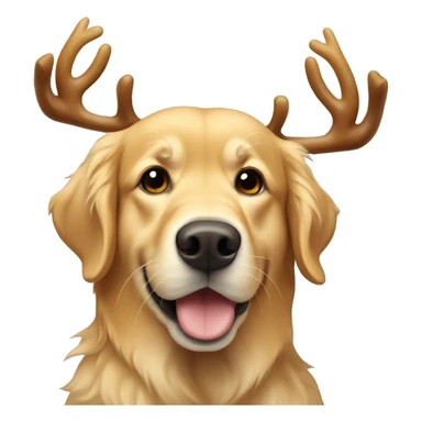 Golden retriever wearing reindeer antlers sticker