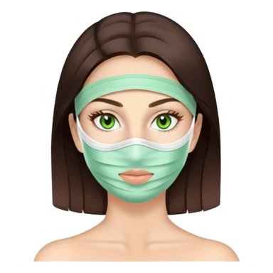 Brunnet With green eyes and a spa facemask sticker