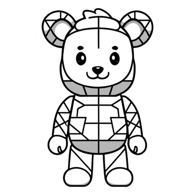 cute bearbrick toy figure with geometric patterns sticker