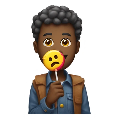 emoji eating lollipop sticker