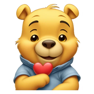 Winnie the Pooh holding a heart  sticker