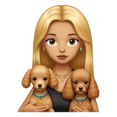 a  girl with glod  straight long hair and tattoos and (two) miniature poodles sticker