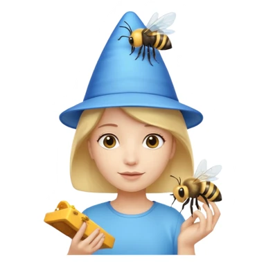 party blue hat bee sticker